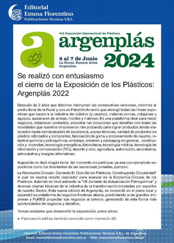 Se realizó con entusiasmo
el cierre de la Exposición de los Plásticos:
Argenplás 2022