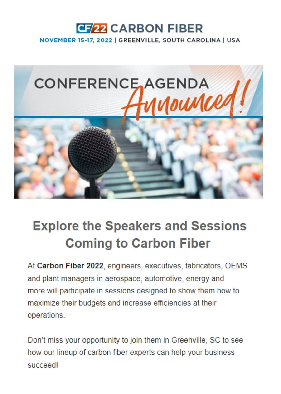 Explore the Speakers and Sessions Coming to Carbon Fiber