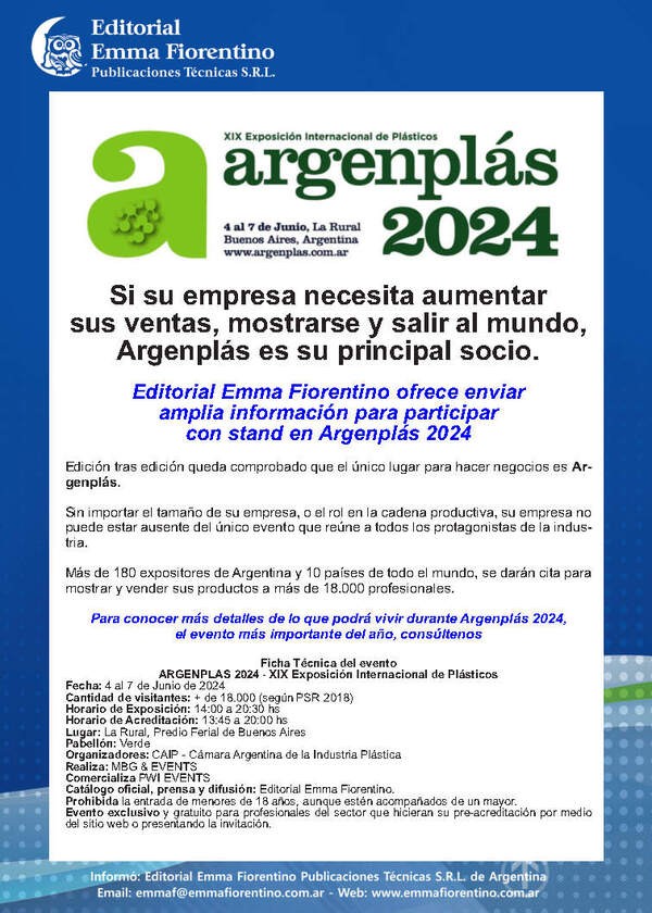 Argenplas 2024: Si su empresa necesita aumentar sus ventas, mostrarse y salir al mundo,Argenplás es su principal socio.